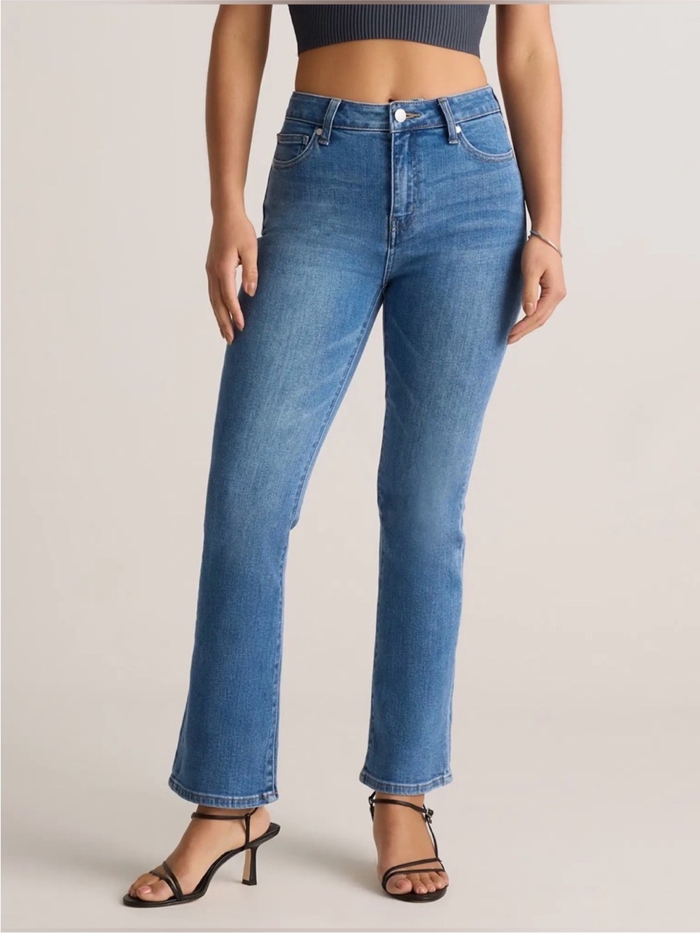 Quince Bella Stretch Kick Flare Jeans size 32x30 Seaside Blue